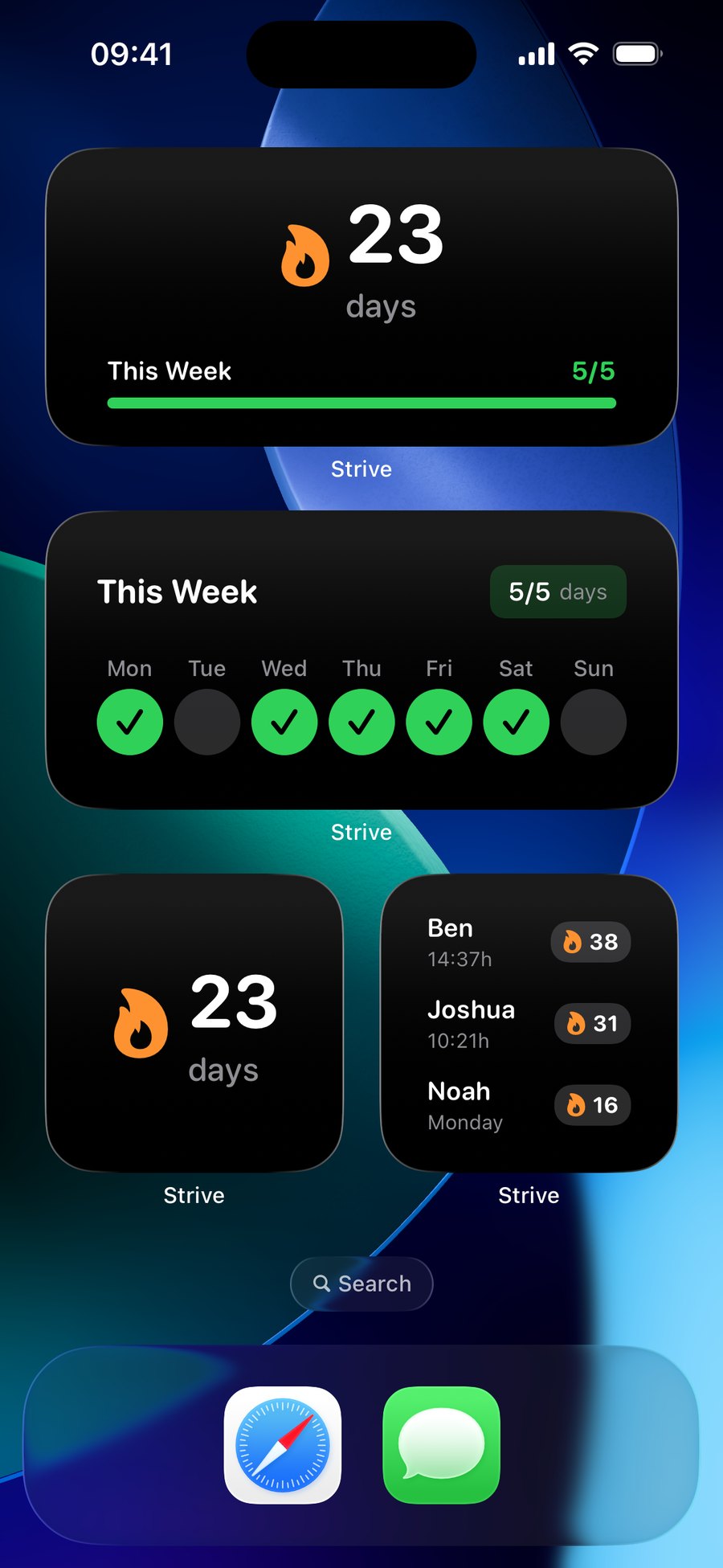 ShowUp widgets on the iPhone Home Screen